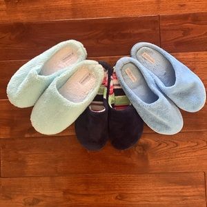 Dearfoams Signature Blue Chenille memory foam Women’s Slipper Bundle Size 9/10